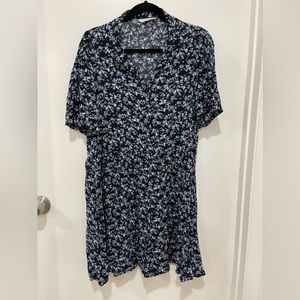 Blue Floral Button Down Dress